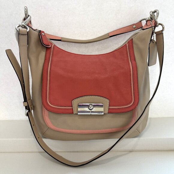 Coach Kristin Spectator Leather Hobo Bag Handbag 22509 Taupe Rose Multicolor NEW - Picture 1 of 12